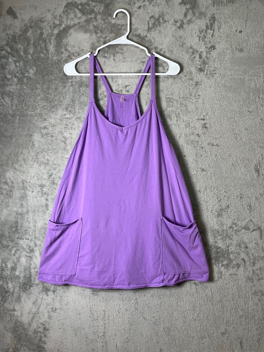 Free People Movement Purple Racerback Mini Dress Tunic Side Pockets Active M